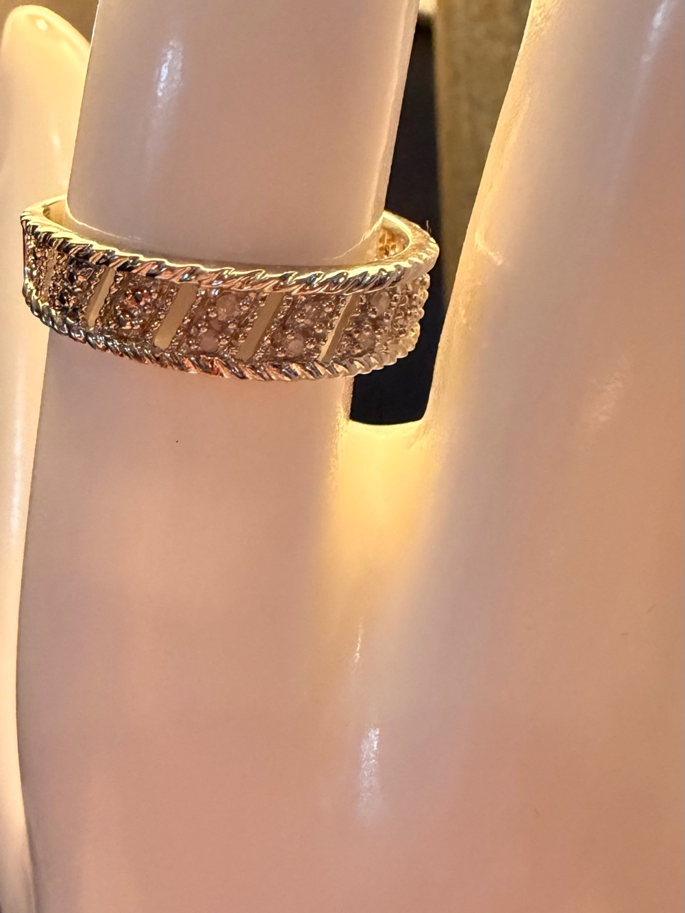 14K White Gold Over Sterling Silver Diamond Ring 0.060 CTW Sz 9 Vintage Style - Picture 8 of 12